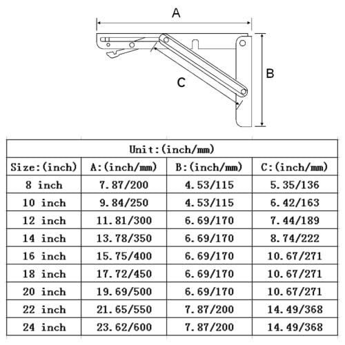Folding Shelf Brackets 18 inch,Folding Brackets Heavy Duty Max.Load 410lb,DIY Space Saving Wall Mounted Folding Table,Pack of 2 - size: 18 Inch