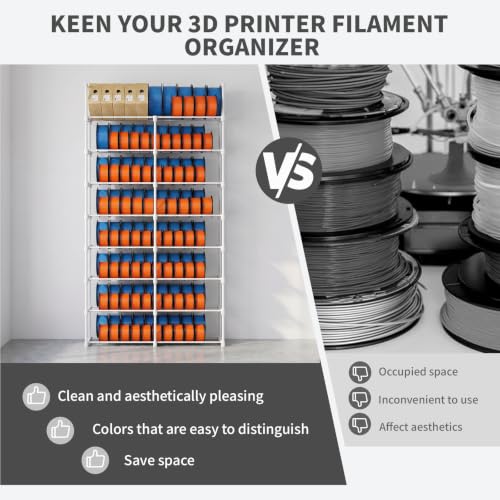 8-Tier 2-Column Modular 3D Printer Filament Storage Rack, Metal Filament Spool Holder & Organizer, Holds 96 Spools(1kg), Filament Storage Shelf for Home Office Workshop, Tool-Free Assembly(White)