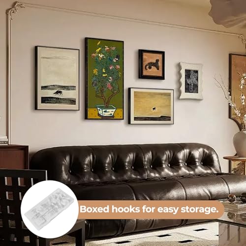 Bilillo 40PCS Adhesive Plate Hangers for the Wall, Invisible Heavy Duty Plate Holders with Wall Hooks & Storage Box, Strong Sticky Hangers for Plates, Frames & Wall Art - style: 40 Pcs Square