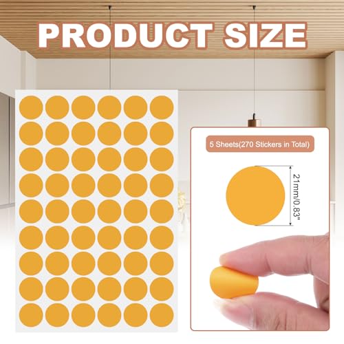 PATIKIL 270 Pieces Screw Hole Stickers, 5 Sheet Self-Adhesive Waterproof PVC Wood Grain Sticker for Screw Holes Wall Cabinets Desk Repairing, Light Orange, 21mm/0.83 Inch - color: Light Orange