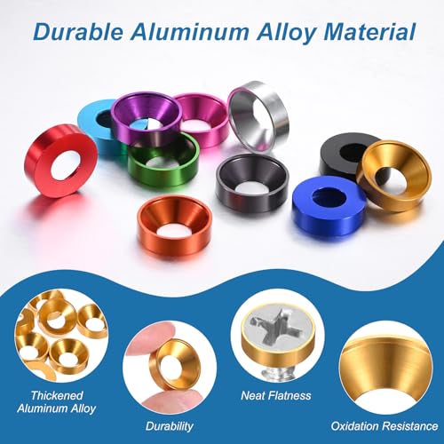 M METERXITY 10-Pack M8 Countersunk Finish Washers, Hole Dia 0.31"/8mm Alloy Aluminum Finish Cup Washer Screw Head Gasket for Industrial/Screw RC/Car/Motorcycle/Mechanical Parts [Golden] - color: Golden
