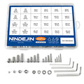 NINDEJIN Black & Silver Hex Socket Head Screws Bolts Nuts and Flat Washer Assortment Kit(Hex Socket Flat/Button/Cap Head) (580Pcs Hex Cap Head Socket Screws Nuts) - size: 580 Hex Button Head Socket Screws Nuts