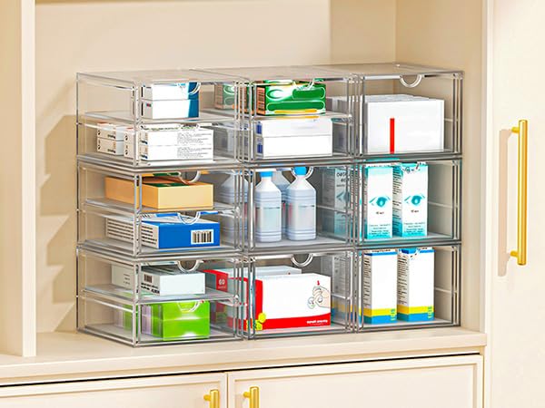 caktraie 4-Pack Acrylic 6-Drawer Office & Makeup Storage Organizer,Desk - size: 6 Drawers