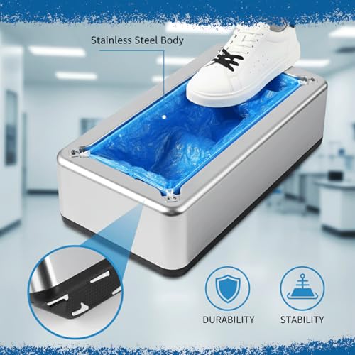 Shoe Covers Dispenser with 200pcs Shoe Cover Disposable Non Slip, User-Friendly and Reliable Shoe Cover Machine, Automatic Shoe Cover Dispenser for Home, Office, Factory Use