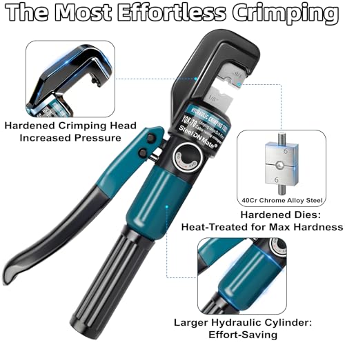 Hydraulic Crimping Tool for 1/8"-3/16" Cable Railing Kits, 10-Ton Crimper - color: Silver