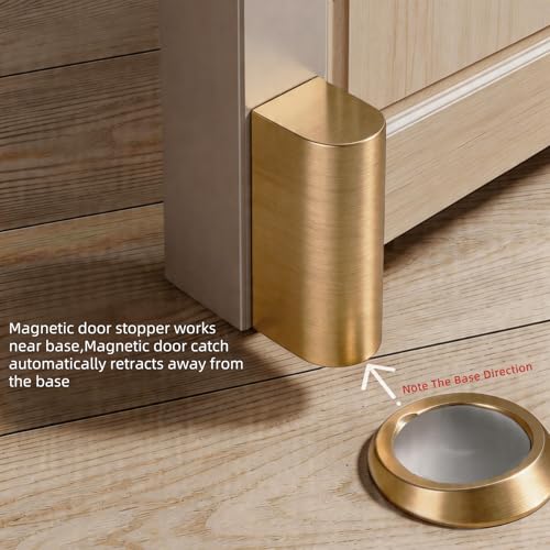PANALI Magnetic Door Stopper, Door Stop Floor Mount, 1Pack, Gold - color: Bright Gold