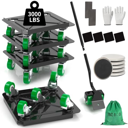 Heavy Duty Furniture Dolly 360 Rotate 5 Wheels 3000 Lbs Capacity 5.3x5.3 in - color: Green, size: 5.3x5.3 IN-6 Sliders