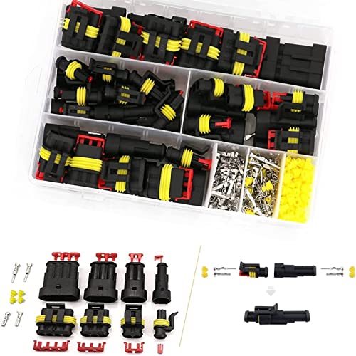 MUYI 1/2/3/4 Pin Electrical Connector Kit for 20-16AWG Wire (384PCS) - style: 1-4pin connector(384 pcs)