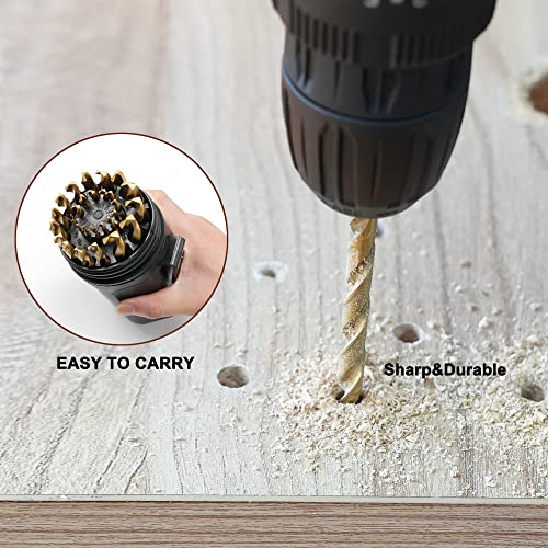 GMTOOLS 29PCS Drill Bit Set, M2 HSS, 135°Tip, Twist Jobber Length Drill Bit Kit for Hardened Metal, Cast Iron, Stainless Steel with Indexed Round Case,1/16"-1/2" - style: 29 pcs M2