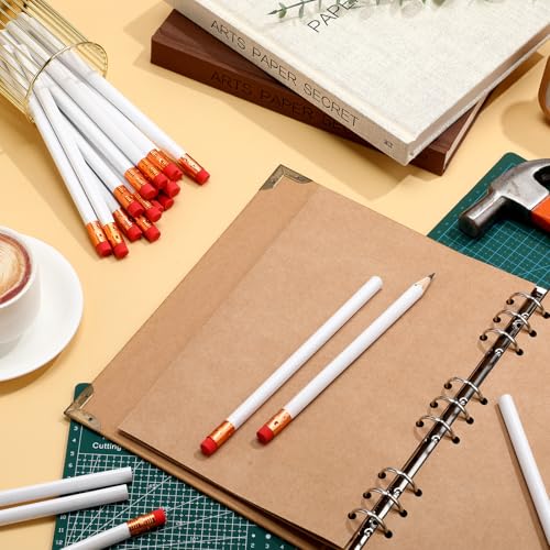 Fainne 48 Pack Jumbo Carpenter Pencils Woodworking Marking with Black Core Thick Flat Construction Pencils for Woodworkers Framers DIY Projects and Contractors(White) - color: White