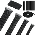 Tatuo 65.6ft Braided Cable Sleeve Expandable Wire Sheathing(Black) - color: Black, size: 65.6 ft