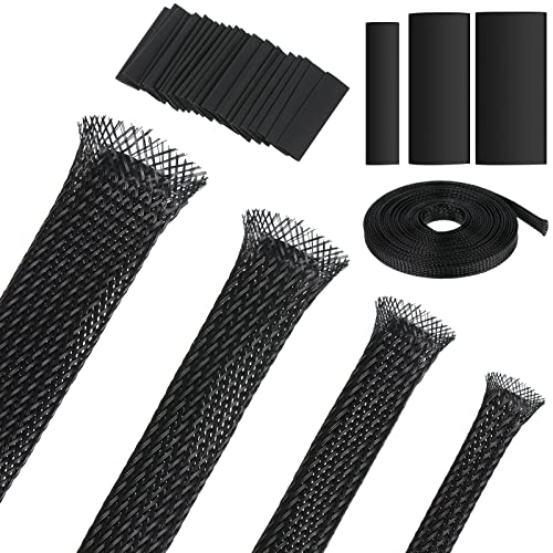 Tatuo 65.6ft Braided Cable Sleeve Expandable Wire Sheathing(Black) - color: Black, size: 65.6 ft