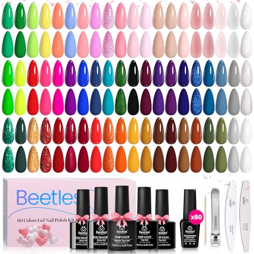 Beetles Fall Gel Nail Polish Set, Style Manifesto 69 PCS 60 Colors Neon - color: Style Manifesto - 60 Colors (69 Pcs)