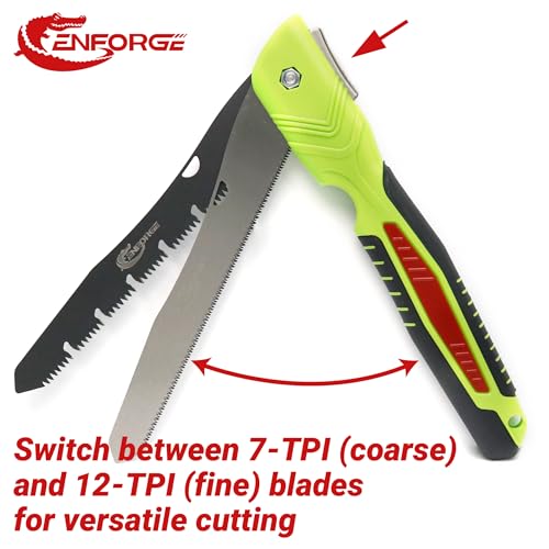 Double-blade Hand Pruning Saw, Foldable Camping Saw, Handsaw for Survival, Backpacking, Hunting, Wood and Trees Cutting, Outdoor Portable (10 Inch Double-blade)
