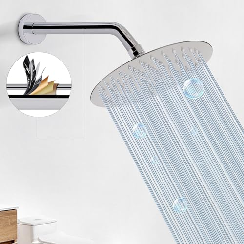 Shower Arm with Flange and Teflon Tape, Wall Mounted Shower Pipe 304 Stainless Steel Extension Arm for Fixed Shower Head & Handheld (12 Inches, Chrome) - color: Chrome, style: 12 Inch
