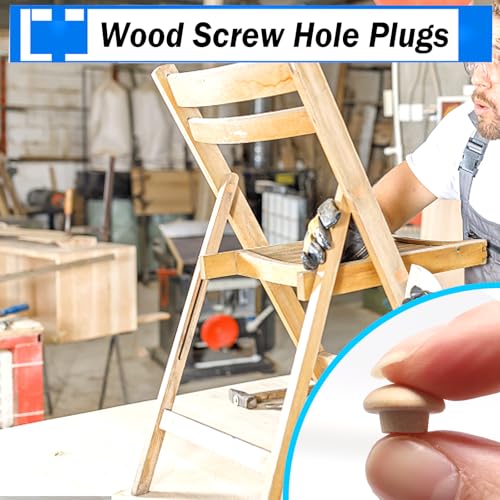 smseace 150Pcs 4-Sizes Button Wood Plugs 3/16" 5/16"，3/8"，1/2" Wooden Hole Plugs for Holes in Furniture/Table and Chair Legs/Cabinet Reserved Holes/Outdoor Equipment Wood Plugs Assortment Kit - style: Button Wood Plugs