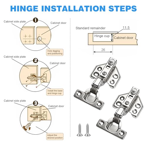 4 Pack Soft Close Cabinet Hinges 26mm, Inset Hinge for Kitchen - size: 26mm