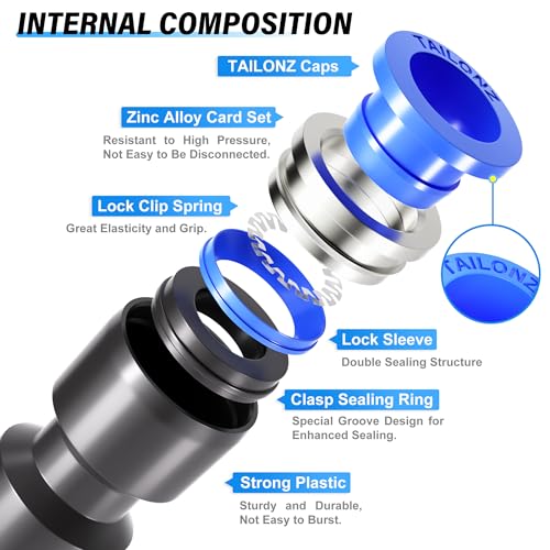 TAILONZ PNEUMATIC Straight Push Connectors Plastic Quick Release Connectors Air Line Fittings for 6 8 10 12 14 Tube (50 pcs) - size: 1/4''OD/5/16''OD/3/8''OD/1/2''OD/9/16''OD, style: 50PCS