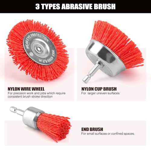 POLIWELL Nylon Wire Wheel Cup Brush Set, 6 Pack Drill Attachments