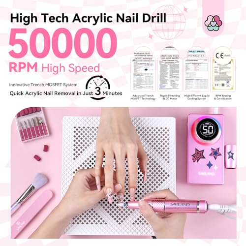 SAVILAND Professional Drill Nails Machine 50000RPM for Salon Manicure Use - color: 1-pink 2025