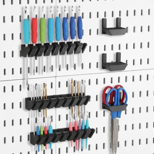 Novabright 6 Pcs 2 Style Pegboard Screwdriver Holders Plastic Pegboard Plier Holders Peg Board Screwdriver Household Tools Organizer Racks for Kitchen, Workbench, Garages, Shops, Hanging Plier (Black) - color: Black