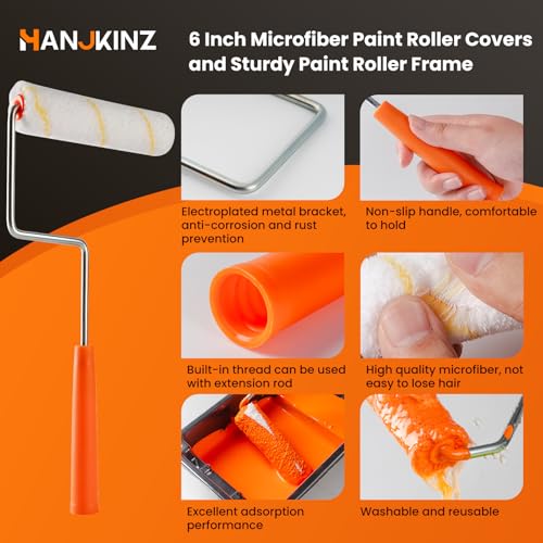 Microfiber Paint Roller Covers, 6 Inch, 3/8 Inch Nap, 40 Pack - size: 40 pcs 6" Microfiber Roller Cover