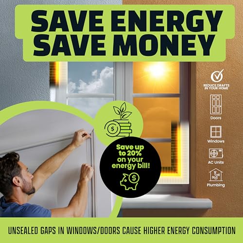 Alien Draft Seal Set of 49 Feet Anti-Draft Adhesive and Flexible Flap to Seal Gaps Around Doors and Windows As Seen On TV - size: 49 Feet - Pack of 1