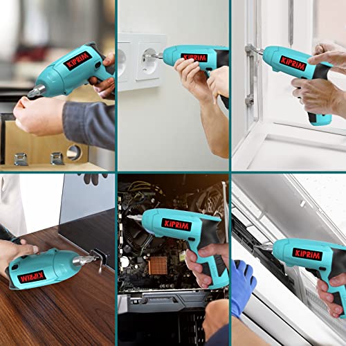 Kiprim ES3 4V Cordless Electric Screwdriver, Power Indicator Light Blue