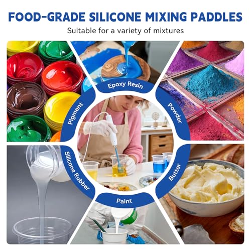 Suzzam Silicone Resin Mixer Paddles, 4Pcs Epoxy Mixer for Drill