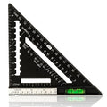 Beslands 7 inch Rafter Square Carpenter with Level, Aluminum Metal Rafter Square Triangle Ruler Carpenter Square Woodworking Layout Tool Aluminum Triangle Tool Stainless Steel Ruler (Black) - color: Black, size: 7" - Level