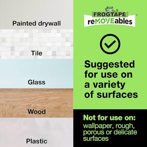 FrogTape reMOVEables Damage Free Adhesive Hook - Removable & Reusable Small Wire Wall Hooks for Hanging - No Nails - Includes 9 Hooks & 12 Adhesive Strips - Holds up to 0.5 lb - Clear (Pack of 18) - color: Clear, size: Pack of 18, style: Small