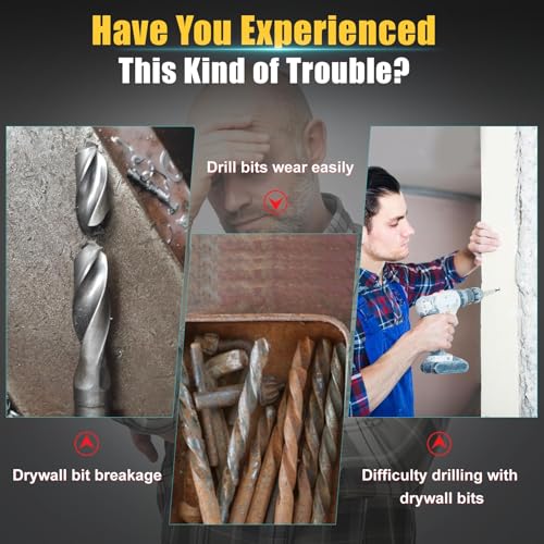 Upgrade 100 Pcs Drywall Bit, 1/8 Inch Drywall Drill Bit for Wood, Drywall Cutting Bit, Drywall Guide Point Cutting Bits, Drywall Router Bits for Use with Spiral Saw (100, 1/8 inches) - size: 1/8 inches
