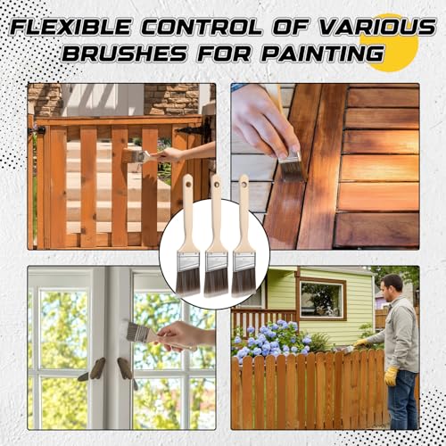 12 Pack Angle Sash Paint Brushes Treated Easy to Grip Wood Handle Synthetic Bristles Smooth Finishes Paint Brushes for Stain Wall Trim Painting Furniture(2 Inch) - size: 2 Inch