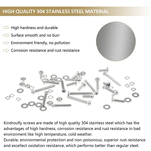 562 Pieces M2 x 4/6 /8/10 /12/16 /20mm Phillips Pan Head Machine Screws Nuts Washers Assortment Kit, 304 Stainless Steel, Fully Machine Thread - size: M2