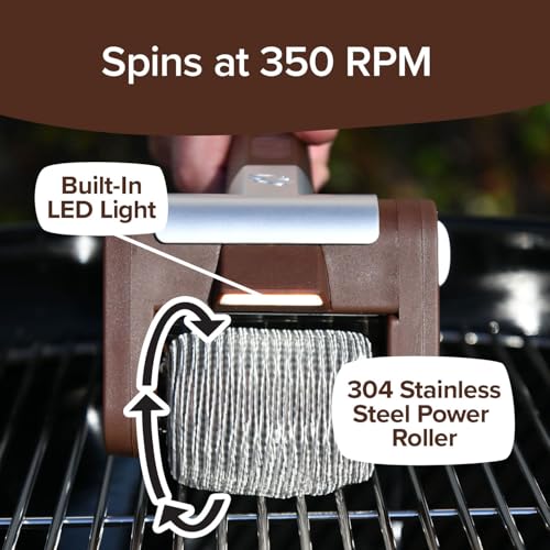 Horsepower Giddy Up Gold Bristle-Free Spinning Grill Brush, Cordless - style: Extra Battery Life