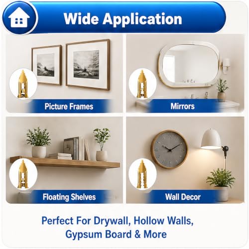200Pcs Self Drilling Drywall Anchors with Screws Kit, No Drill Needed