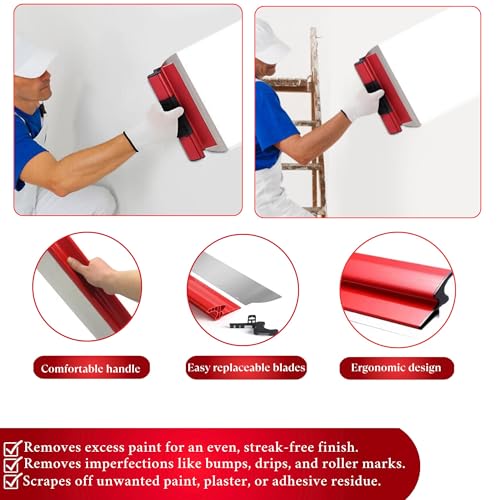 Drywall Skimming Blade Set with Portable Case,0.50 mm Stainless Steel 6",10", 14", 24", 32" & 40" Skimming Blades with 40"-84" Extension Handle, Drywall Finishing Tools - size: 10 inch/14 inch/24 inch/32 inch/40 inch