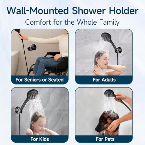 BRIGHT SHOWERS Strong Adhesive Shower Head Holder with Dual Angle Adjustable, Wall Mounted Handheld Shower Bracket, Easy Installation, Screw Mounting Options, Oil-Rubbed Bronze - color: Oil Rubbed Bronze, style: Adhesive & Screw - 2 Angles