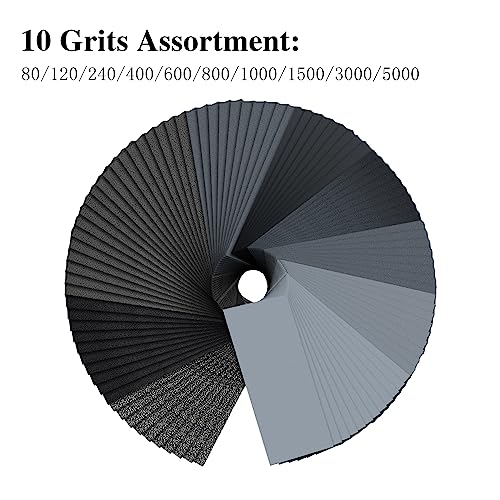 100 Pcs Wet Dry Sandpaper,80 to 5000 Assorted Grit | Sand Paper Sheets for Wood Furniture Finishing,Metal Sanding and Automotive Polishing - style: sandpaper-100 pcs