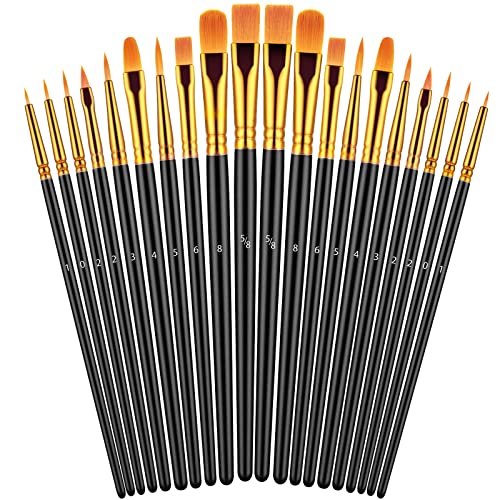 Artstorys Paint Brushes Set, 20 Pcs Acrylic Oil Watercolor Painting Brushes - color: Black
