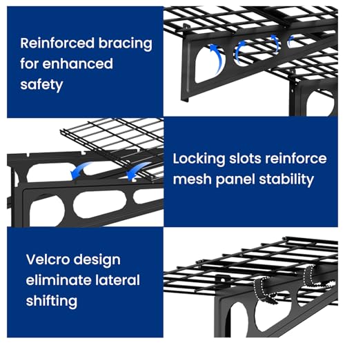 FLEXIMOUNTS 2-Pack 2x4ft Garage Shelving with Hooks, 600lbs Load, Black - color: Black, size: 2 pack-2x4 ft w/hooks
