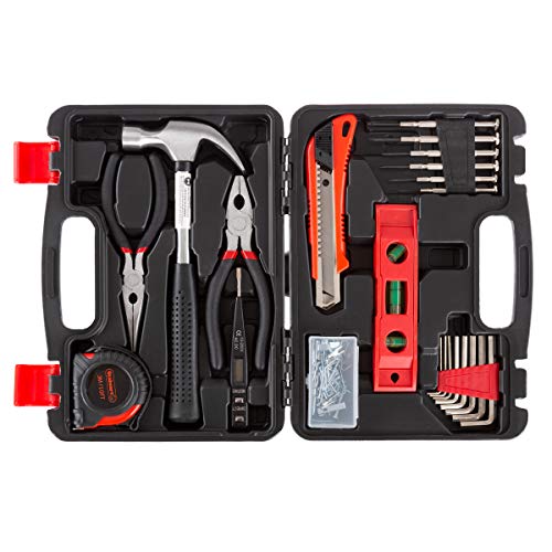 Tool Kit - 102 Heat-Treated Pieces with Carrying Case - Essential Steel Hand Tool and Basic Repair Set for Apartments, Dorm, Homeowners by Stalwart