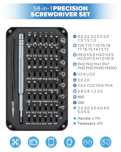 58-Piece Precision Screwdriver Set for Electronics & Eyeglasses Repair