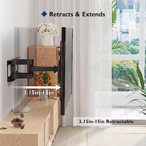 BONTEC Full Motion TV Wall Mountfor 23-70 Inch TVs, Swivel Tilt Dual Arms - size: 23-70 Inch