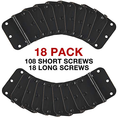 18 Pack Matte Black Door Hinges 3.5" Rounded 5/8" Radius No-Squeak - color: Matte Black No Squeak, size: 18 Pack