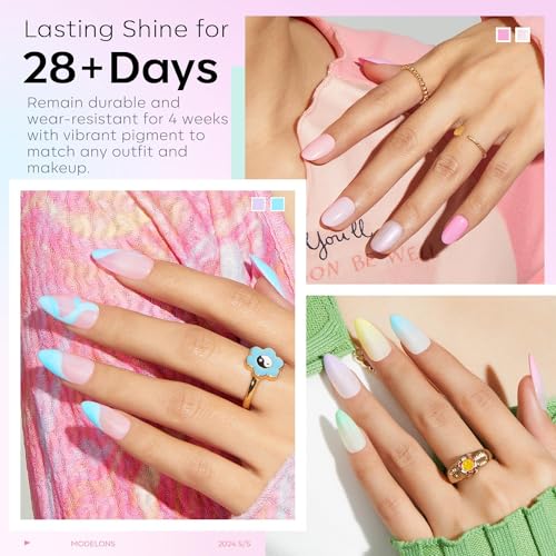 modelones Gel Nail Polish Set Glitter Pastel Spring 32PCS 28Colors - color: A0-Maracon Bloom