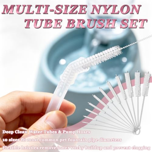 Pet Water Fountain Cleaning Kit, Multi Size Pet Water Fountain Cleaner Brush Set, Cat Dog Fountain Pump Tube Pipe Cleaner Brushes