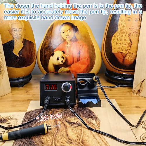 FIRElood Wood Burning Tool, Wood Burner kit Pen 25~750℃, Wood Burning kit with Digital Thermometer Temperature Adjustable Temperature, 2 pyrographic Wood Burning pens, 30 Wood Burning Pen Tips - color: Lh40-2-new