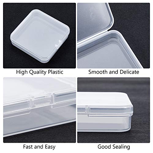 SATINIOR 24 Packs Small Clear Plastic Beads Storage Containers Box with Hinged Lid for Storage of Small Items, Crafts, Jewelry, Hardware(2.8 x 2.8 x 0.67 in) - size: 2.8 x 2.8 x 0.7 in