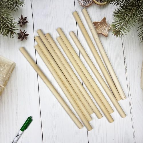 Wooden Dowel Rods Wood Dowels for Crafting 5/8 x 12 Inch, 10 PCS Round Wooden Sticks for Macrame Crafts and DIYers, Unfinished Pine Hardwood Sticks for Wands, Curtain Rods, Rhythm Sticks - size: 5/8"×12"-10 PCS